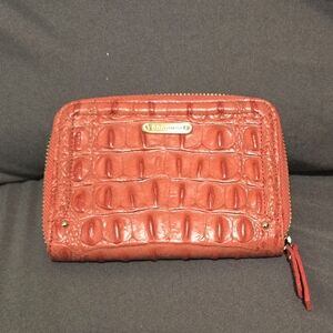 Brahmin Embossed Leather Wallet in Coral